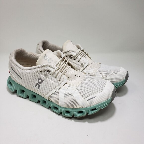 On Cloud 5 Mesh Sneakers White/Mint Cushioned Lightweight Womens 8.5 - Picture 4 of 10